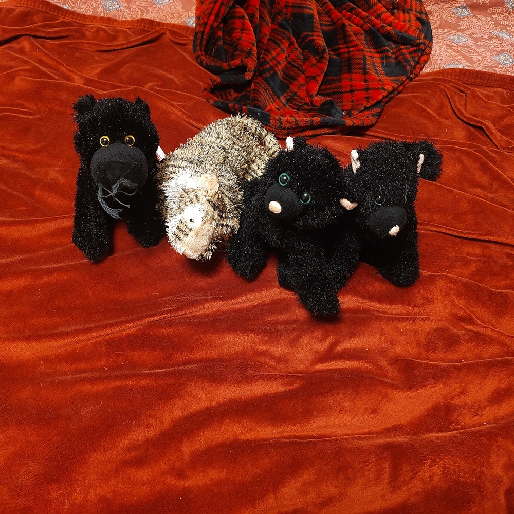 Plush Animal Toy Set - Black and Brown